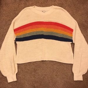 Lightweight slouchy cropped rainbow sweater